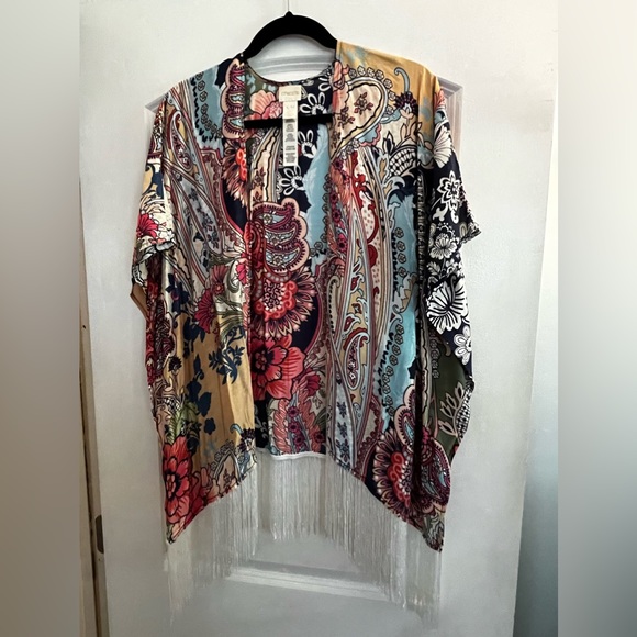 Chico’s lightweight multi colored shawl with fringe - Picture 1 of 2